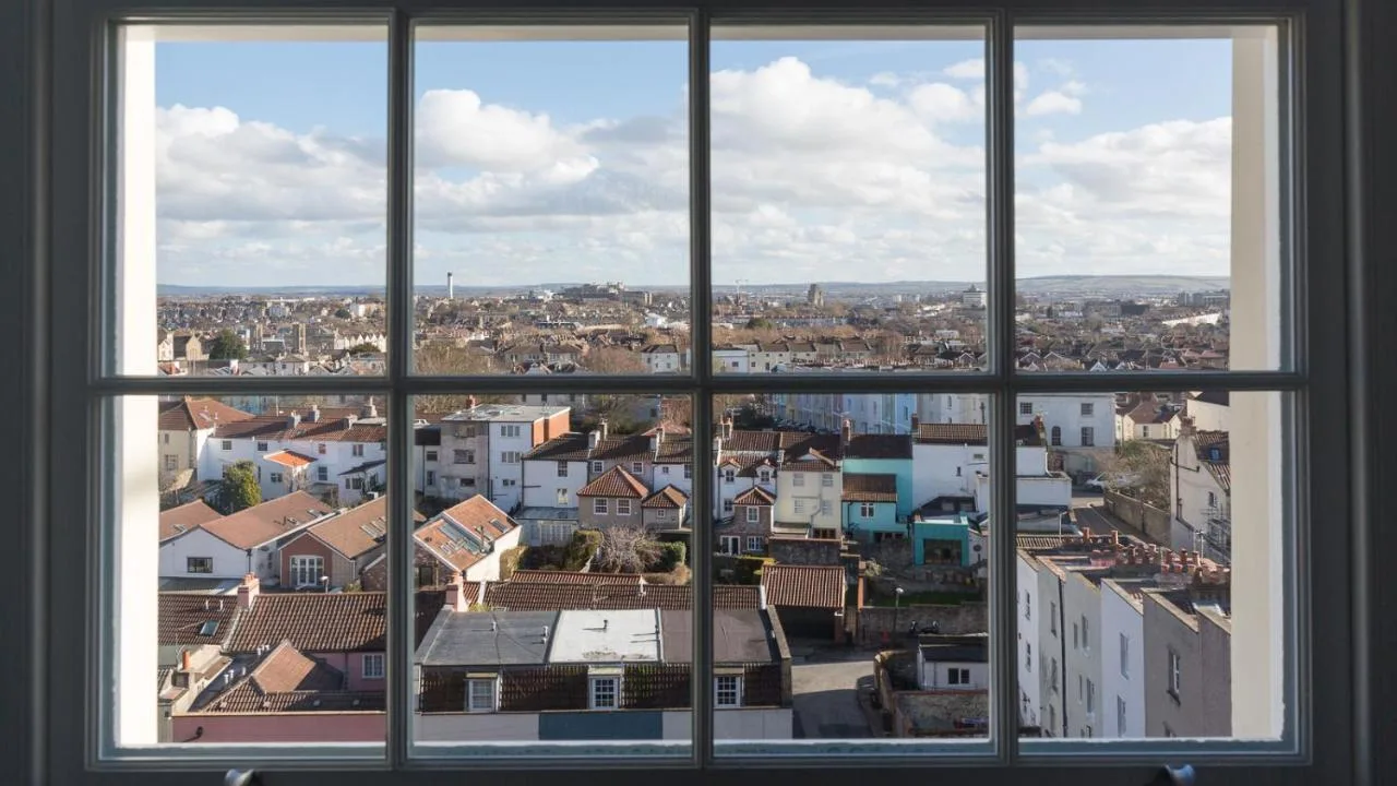 a view of a city from a window at Number 38 Clifton in Bristol